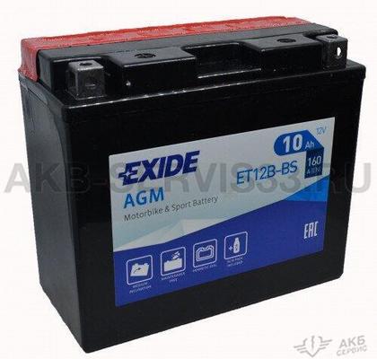 Изображение товара Аккумулятор для мото Exide ET12B-BS 10 а/ч