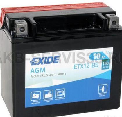 Изображение товара Аккумулятор для мото Exide ETX12-BS 10 а/ч